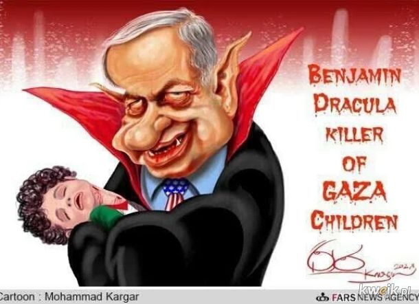 benjamin netanjahu premier Izraela wampir dzieci z Palestyny, ludobójca