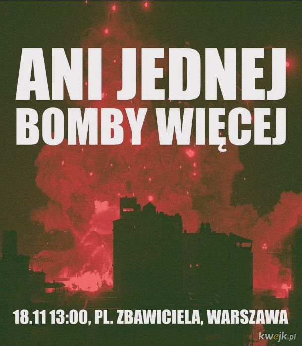 18 listopad Warszawa marsz przeciw terroryzmowi izraelskiemu