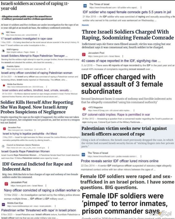 Głośne gwałty w armi izraelskiej tzw. IDF