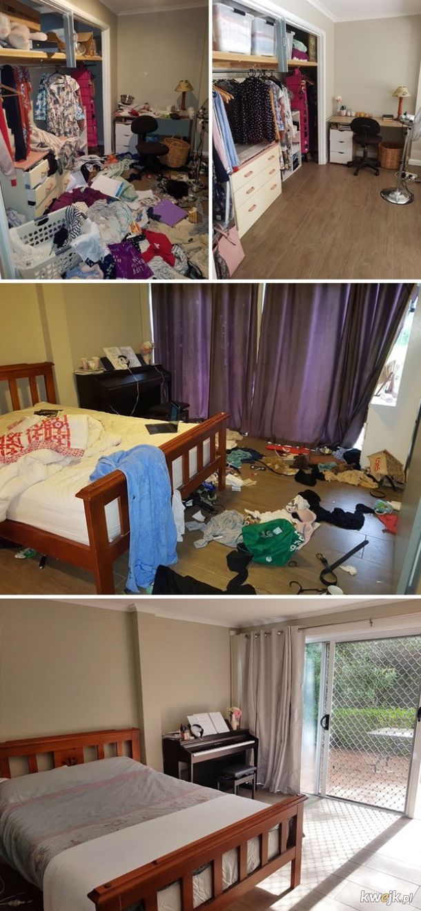 Zdjęcia „przed i po” pokoi osób cierpiących na depresję