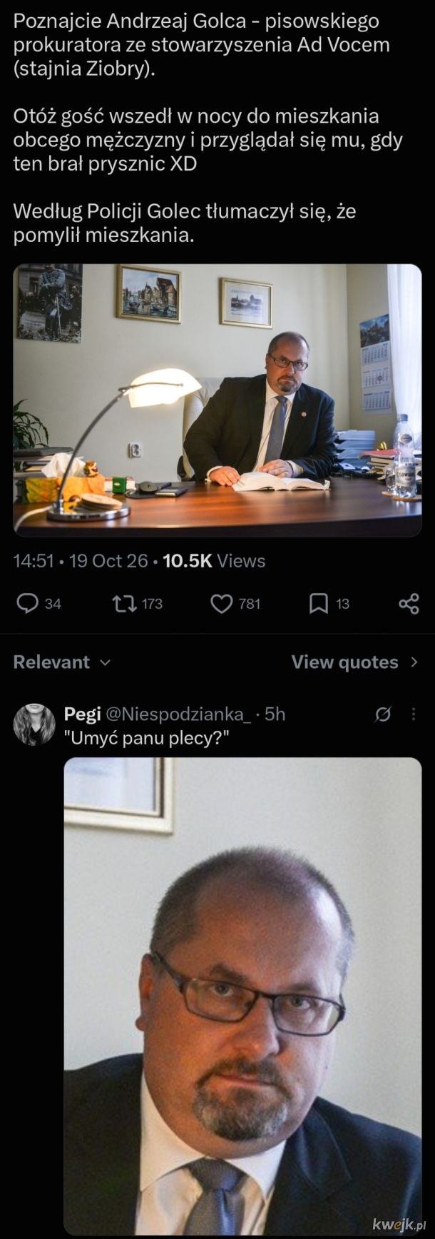 Jak Pisdy dojda do wladzy, to ten czub zostanie wiceministrem sprawiedliwosci albo sędzią TK
