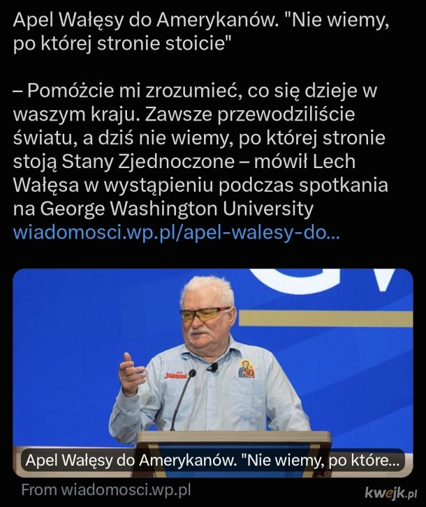 Kolejne historyczne przemowienie Lecha Walesy w USA