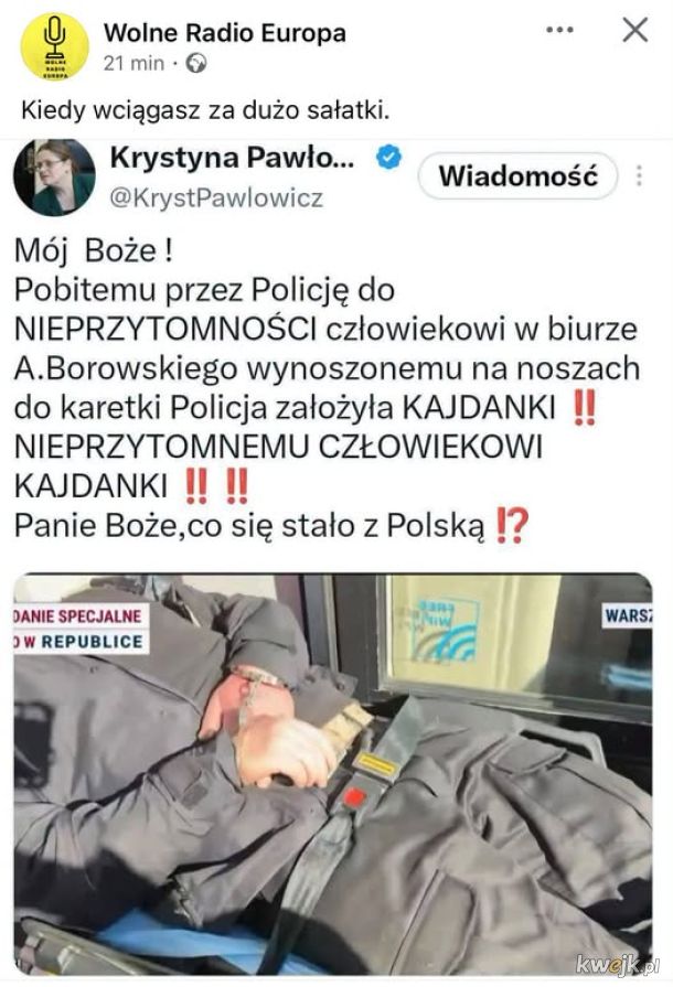 Krycha, U nich wszyscy nagle mdleją..........  Zaraz będzie "Ale Giertych..."