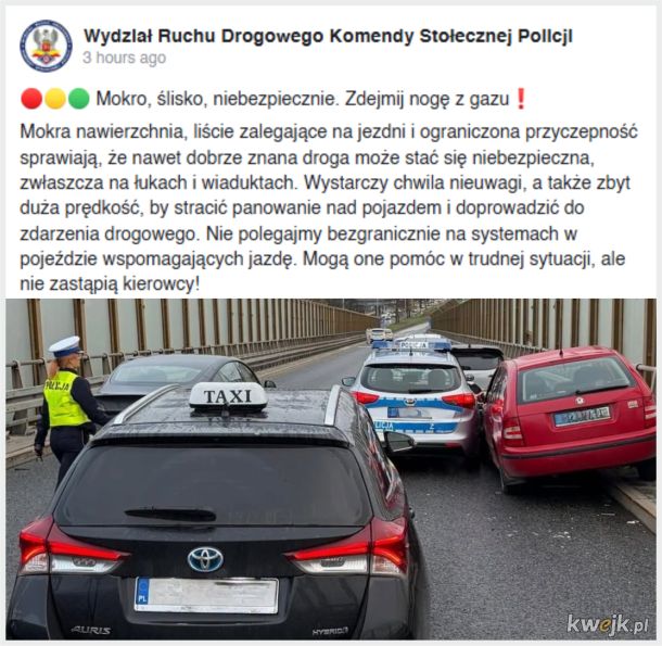 Policjanci w radiowozie nie dostosowali prędkości do jesiennych warunków panujących na drodze? Radiowóz uczestniczył w karambolu 11 aut? Niemożliwe!