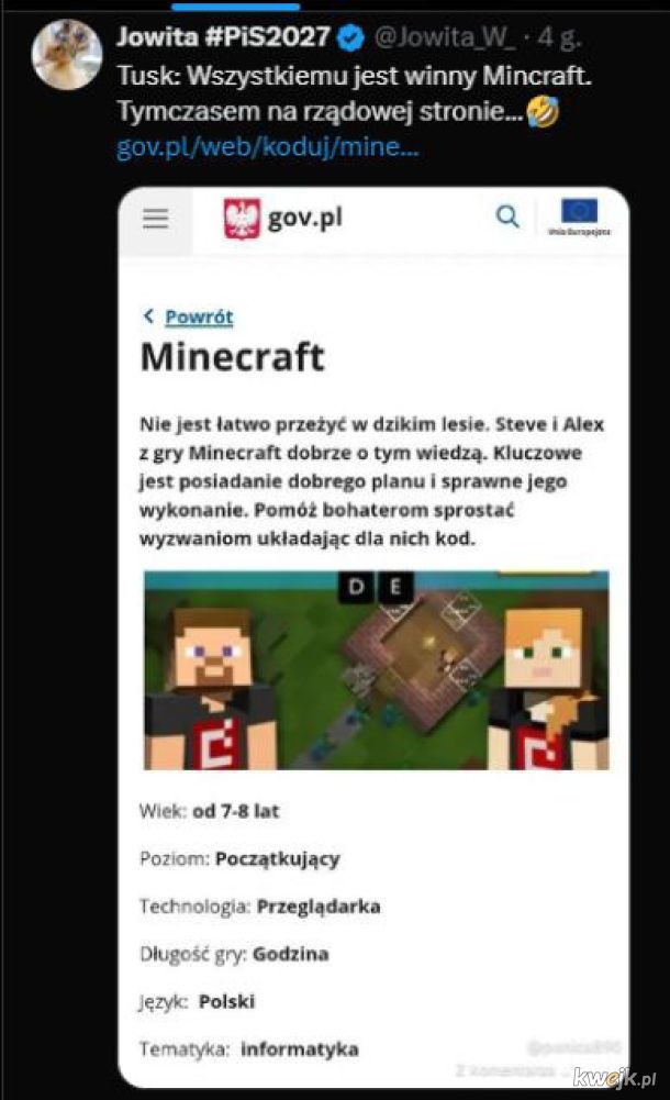 Wszystkiemu winny jest minecraft