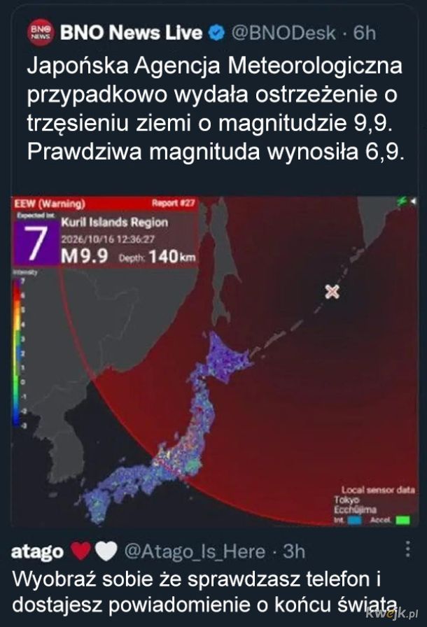 Alert RCB w Japonii
